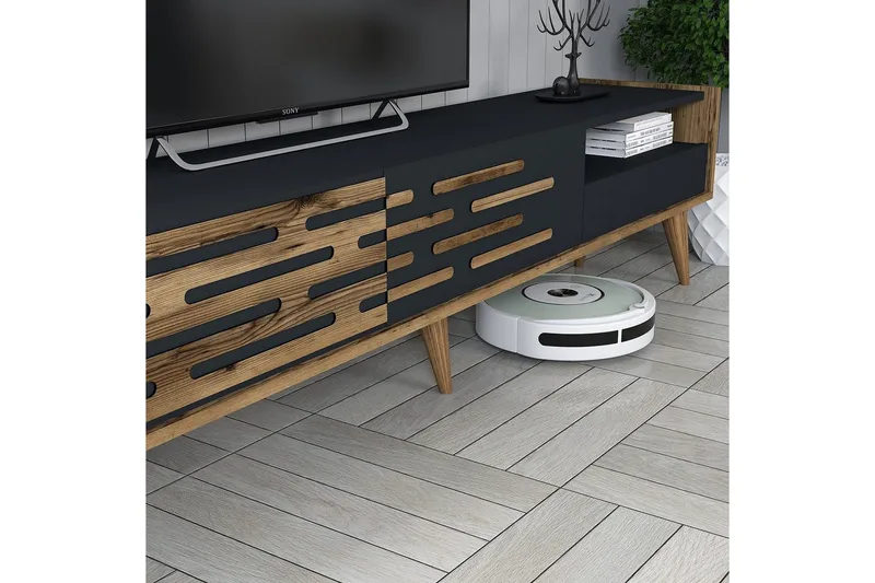 Valensiya TV-skap 180 cm - Valnøtt/Antrasitt - Møbler - TV- & Mediamøbler - TV-møbelsett