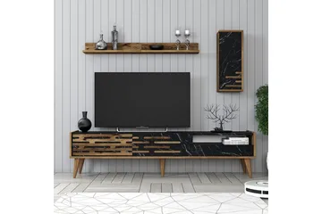 Valensiya TV-skap 180 cm - Valnøtt/Sort/Marmor - Møbler - TV- & Mediamøbler - TV-møbelsett