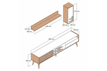 Valensiya TV-skap 180 cm - Valnøtt/Sort/Marmor - Møbler - TV- & Mediamøbler - TV-skap