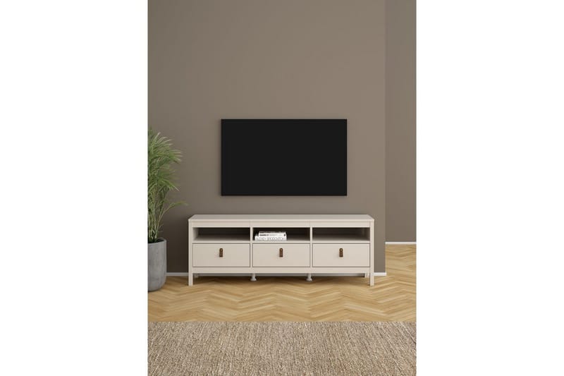 Vallvidera Gulvstående TV-benk 151 cm med Oppbevaring i Lys Tre - Beige - Møbler - TV- & Mediamøbler - TV benk & mediabenk