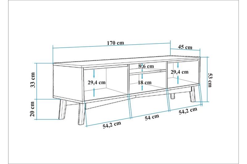 Valsot TV-benk 170 cm - Brun - Møbler - TV- & Mediamøbler - TV benk & mediabenk