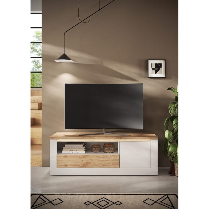 Vandesar TV-benk 160 cm - Natur/Hvit - Møbler - TV- & Mediamøbler - TV benk & mediabenk