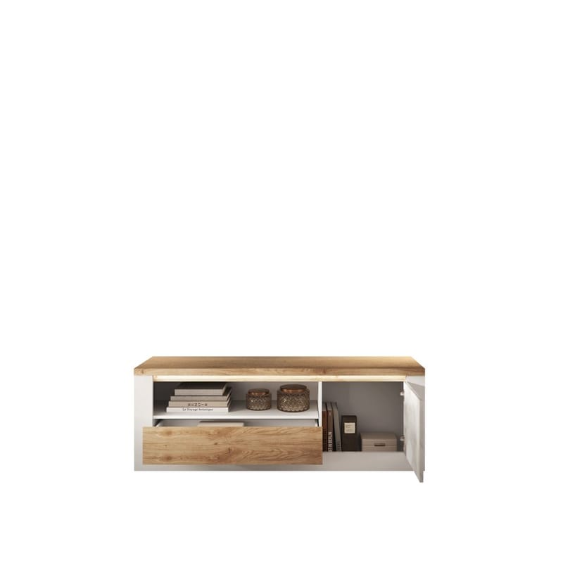 Vandesar TV-benk 160 cm - Natur/Hvit - Møbler - TV- & Mediamøbler - TV benk & mediabenk