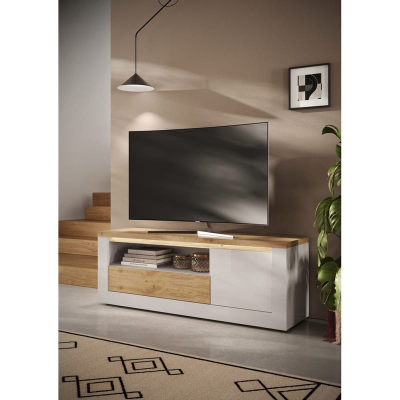 Vandesar TV-benk 160 cm - Natur/Hvit - Møbler - TV- & Mediamøbler - TV benk & mediabenk