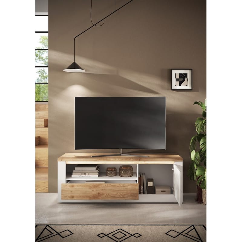 Vandesar TV-benk 160 cm - Natur/Hvit - Møbler - TV- & Mediamøbler - TV benk & mediabenk