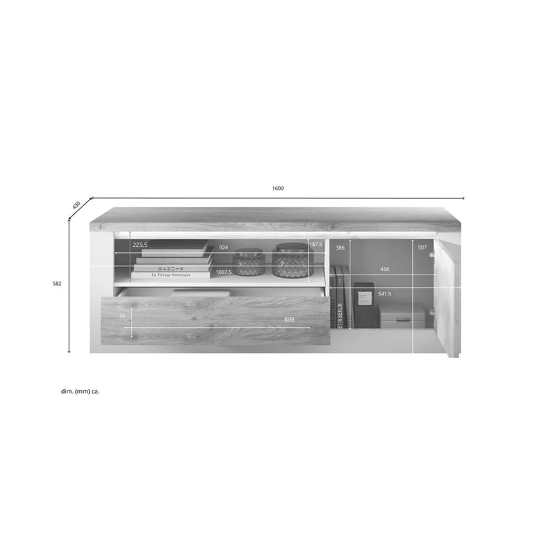 Vandesar TV-benk 160 cm - Natur/Hvit - Møbler - TV- & Mediamøbler - TV benk & mediabenk