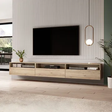 Vegghengt TV-enhet Baros 3 Nedfellbar Dør - San Remo eik lys laminat - Møbler - TV- & Mediamøbler - TV benk & mediabenk