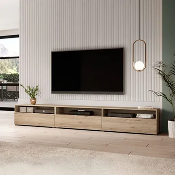 Vegghengt TV-enhet Baros 3 Nedfellbar Dør - San Remo eik lys laminat - Møbler - TV- & Mediamøbler - TV benk & mediabenk