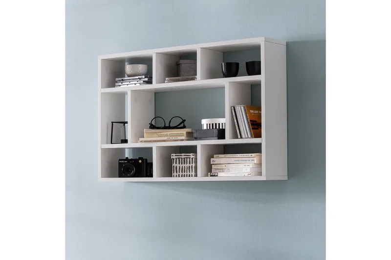 Vegghylle Wohnling melaminbelagt sponplate, bokoppbevaring, veggmontert, moderne stil Hvit - Hvit - Oppbevaring - Hylle - Vegghylle