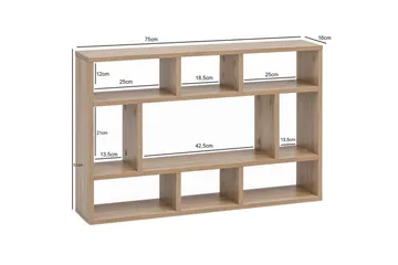 Vegghylle Wohnling melaminbelagt sponplate, bokoppbevaring, veggmontert, moderne stil Sonoma - Sonoma - Oppbevaring - Hylle - Vegghylle