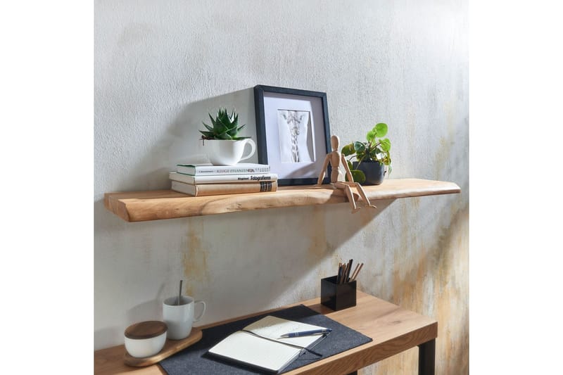 Vegghylle Wohnling trekant, heltre, flytende hylle, landlig stil 120 cm - 120 cm - Møbler - TV- & Mediamøbler - TV-hylle