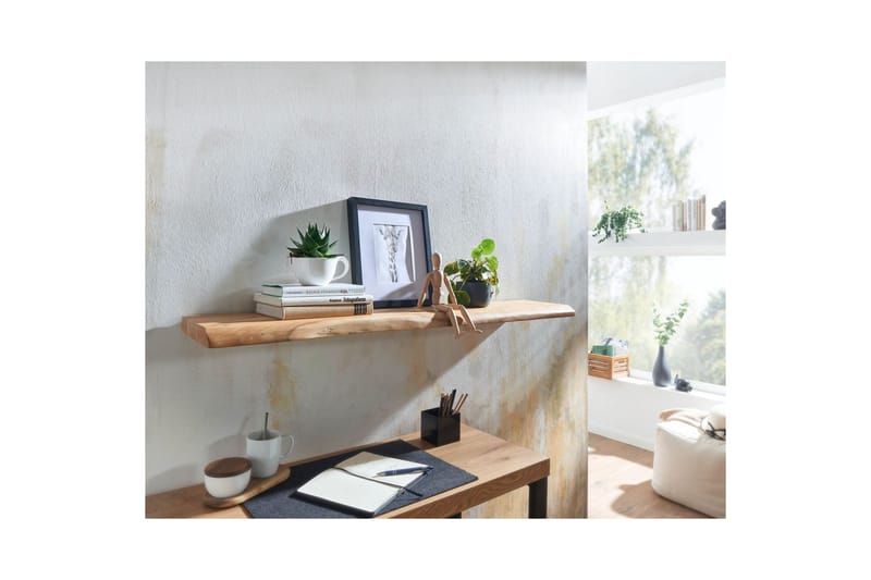 Vegghylle Wohnling trekant, heltre, flytende hylle, landlig stil 120 cm - 120 cm - Møbler - TV- & Mediamøbler - TV-hylle
