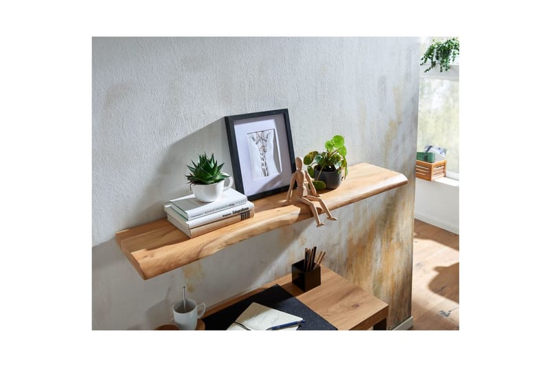 Vegghylle Wohnling trekant, heltre, flytende hylle, landlig stil 120 cm - 120 cm - Møbler - TV- & Mediamøbler - TV-hylle