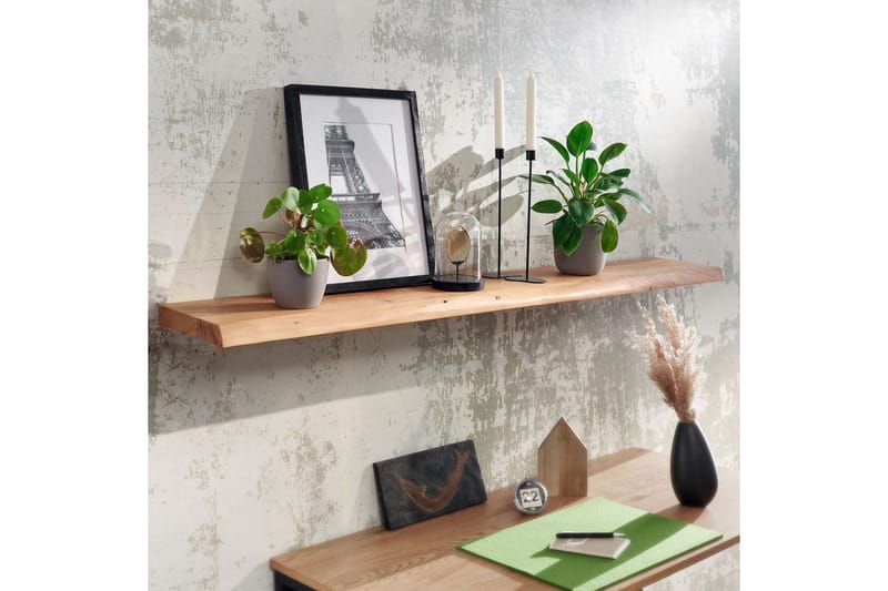 Vegghylle Wohnling trekant, heltre, flytende hylle, landlig stil 140 cm - 140 cm - Møbler - TV- & Mediamøbler - TV-hylle