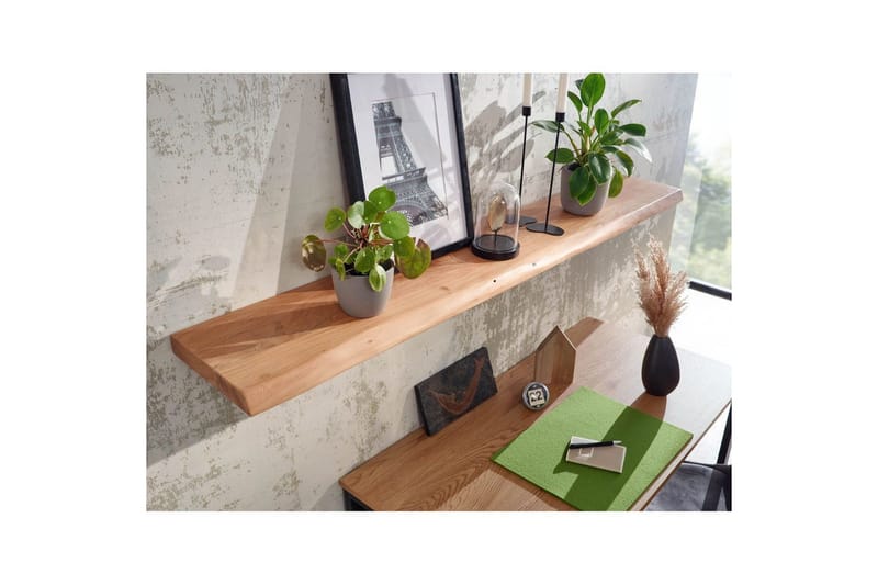 Vegghylle Wohnling trekant, heltre, flytende hylle, landlig stil 140 cm - 140 cm - Oppbevaring - Hylle - Vegghylle