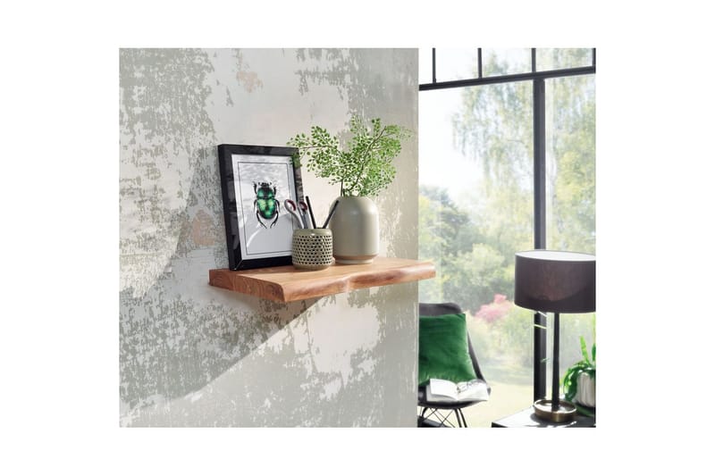 Vegghylle Wohnling trekant, heltre, flytende hylle, landlig stil 40 cm - 40 cm - Møbler - TV- & Mediamøbler - TV-hylle