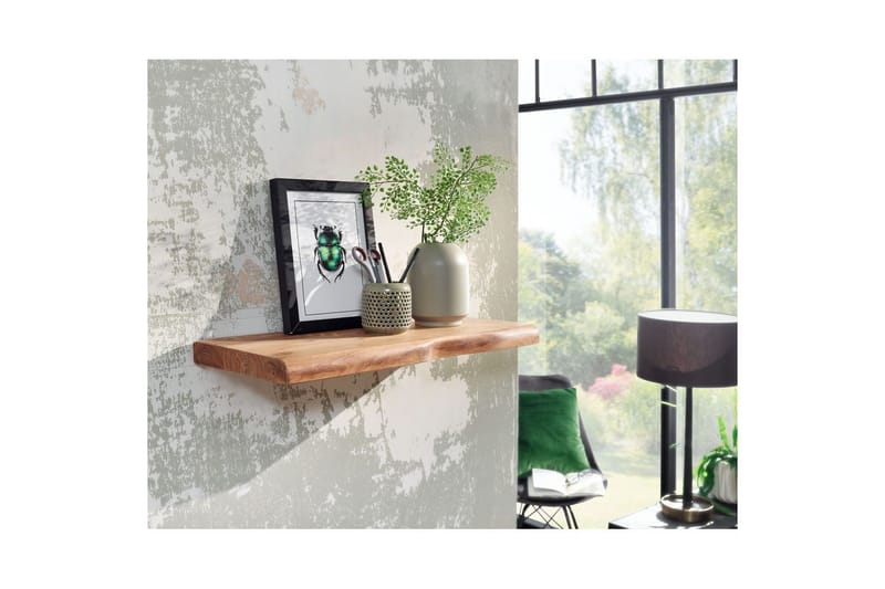 Vegghylle Wohnling trekant, heltre, flytende hylle, landlig stil 60 cm - 60 cm - Møbler - TV- & Mediamøbler - TV-hylle