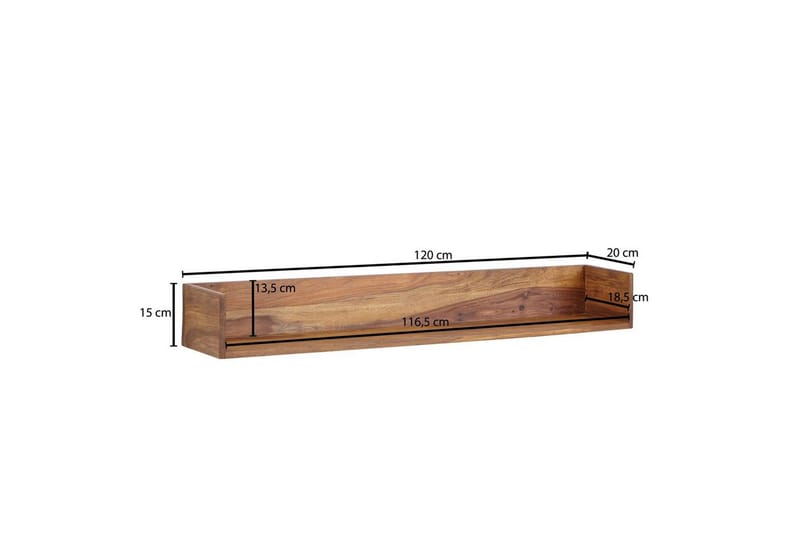 Vegghylle Wohnling Vegghengt i heltre 120 cm landstil - Oppbevaring - Hylle - Vegghylle
