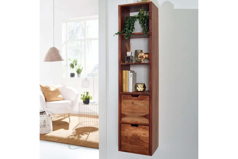 Vegghylle Wohnling Vegghengt i heltre med 2 skuffer 150 cm lagring landstil - Oppbevaring - Hylle - Vegghylle