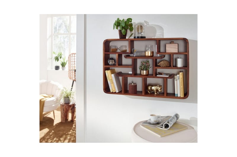 Vegghylle Wohnling Vegghengt pynteshelf i heltre 80 cm landstil - Møbler - TV- & Mediamøbler - TV-hylle