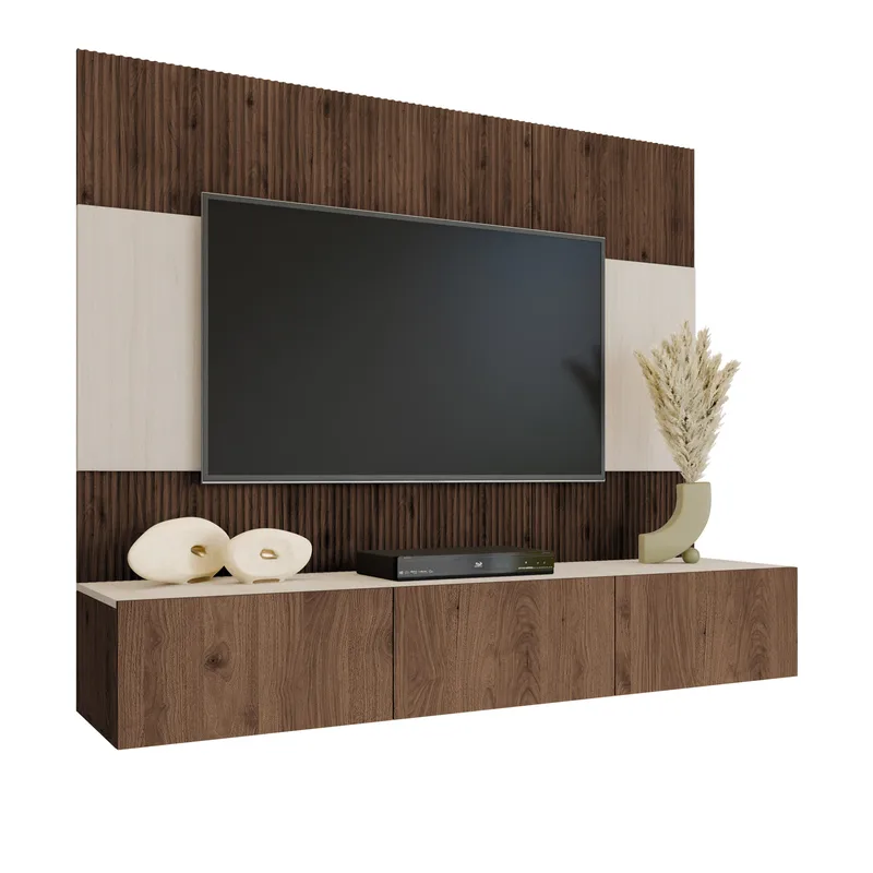 veggseksjon TV-skap 180x150 DEROMI brun