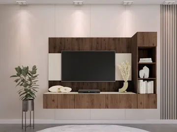 veggseksjon Veggseksjon DEROMI II brun - Møbler - TV- & Mediamøbler - TV-møbelsett