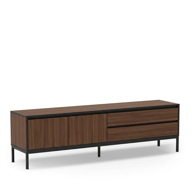 Velar TV-benk 180x55x40 cm, Milano Walnut, Wood Black, Black