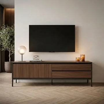 Velar TV-benk 180x55x40 cm - Milano Walnut, Wood Black, Black - Møbler - TV- & Mediamøbler - TV benk & mediabenk