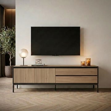 Velar TV-benk 180x55x40 cm - naturlig eik, tre svart, svart - Møbler - TV- & Mediamøbler - TV benk & mediabenk