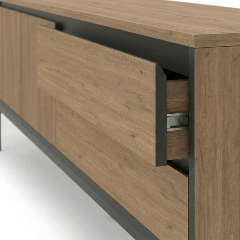 Velar TV-benk 180x55x40 cm - naturlig eik, tre svart, svart - Møbler - TV- & Mediamøbler - TV benk & mediabenk