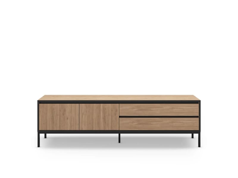 Velar TV-benk 180x55x40 cm - naturlig eik, tre svart, svart - Møbler - TV- & Mediamøbler - TV benk & mediabenk