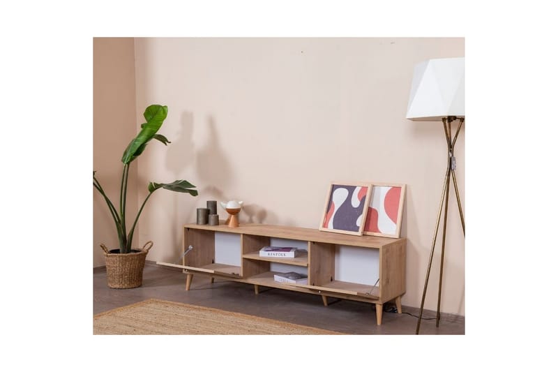Velin TV-benk 55 cm - Mellomfarget tre - Møbler - TV- & Mediamøbler - TV benk & mediabenk