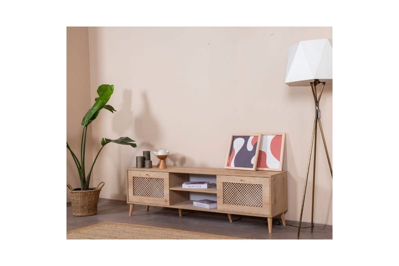 Velin TV-benk 55 cm - Mellomfarget tre - Møbler - TV- & Mediamøbler - TV benk & mediabenk