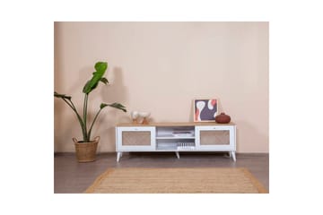 Velin TV-benk 55 cm - Mellomfarget tre/Hvit - Møbler - TV- & Mediamøbler - TV benk & mediabenk