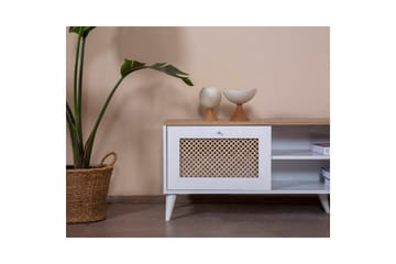 Velin TV-benk 55 cm - Mellomfarget tre/Hvit - Møbler - TV- & Mediamøbler - TV benk & mediabenk