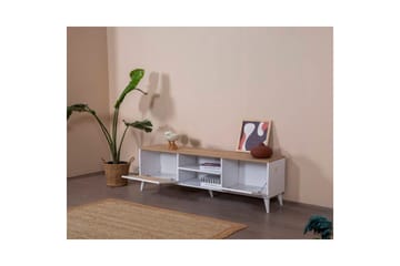 Velin TV-benk 55 cm - Mellomfarget tre/Hvit - Møbler - TV- & Mediamøbler - TV benk & mediabenk