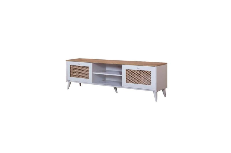 Velin TV-benk 55 cm - Mellomfarget tre/Hvit - Møbler - TV- & Mediamøbler - TV benk & mediabenk