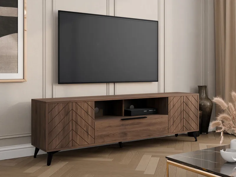 Vemdalen Gulvstående TV-benk 204 cm med Oppbevaring i Mørkt Tre - Brun - Møbler - TV- & Mediamøbler - TV benk & mediabenk