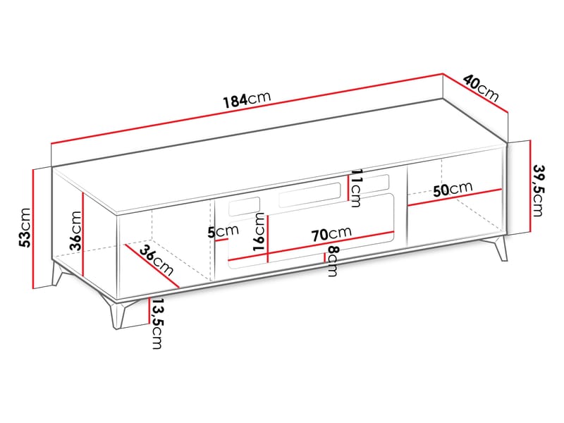 Vemdalen TV-benk 184 cm - brun - Møbler - TV- & Mediamøbler - TV benk & mediabenk