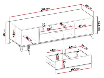 Vemdalen TV-benk 204 cm - brun - Møbler - TV- & Mediamøbler - TV benk & mediabenk