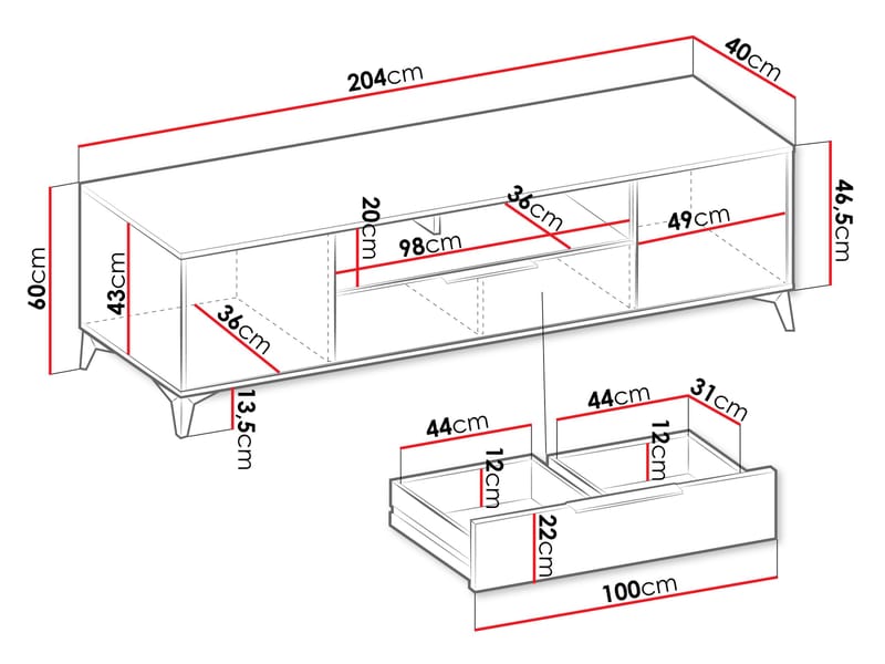 Vemdalen TV-benk 204 cm - brun - Møbler - TV- & Mediamøbler - TV benk & mediabenk
