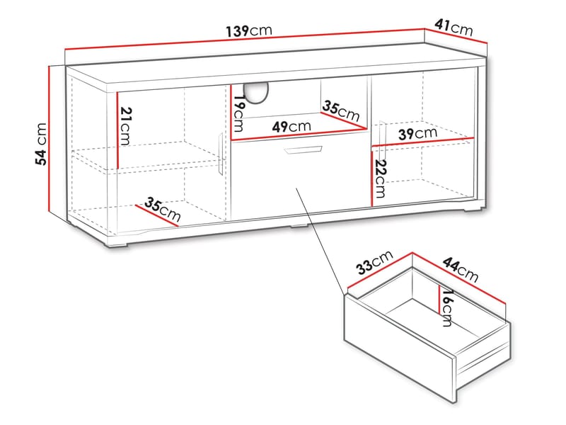 Veyricus TV-benk 139 cm - Møbler - TV- & Mediamøbler - TV-skap