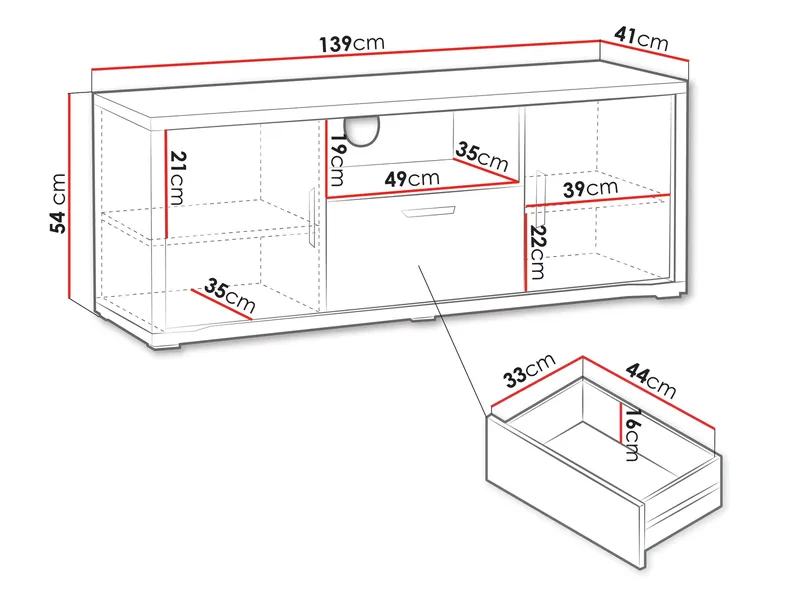 Veyricus TV-benk 139 cm - Møbler - TV- & Mediamøbler - TV-skap