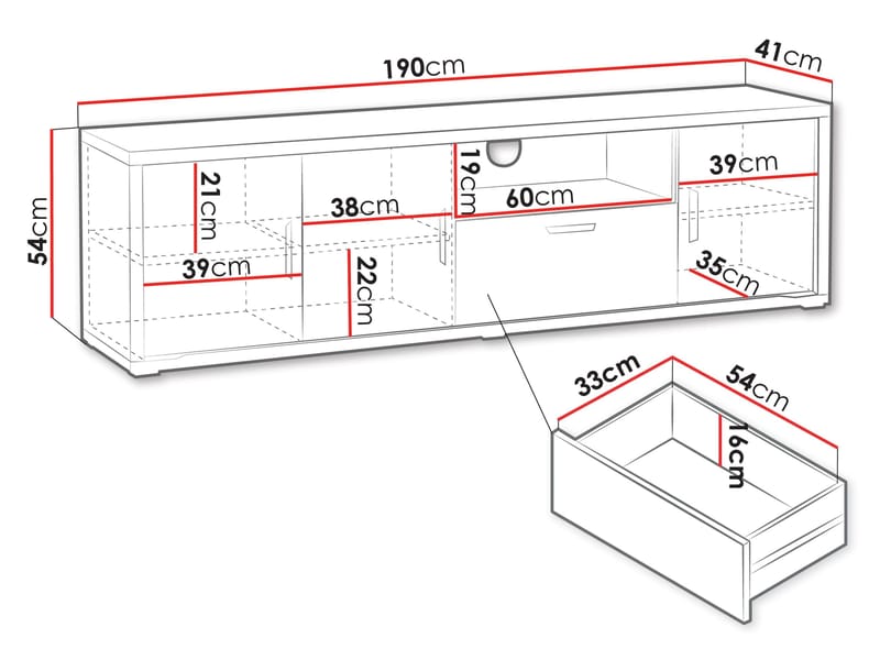 Veyricus TV-benk 190 cm - Møbler - TV- & Mediamøbler - TV-skap