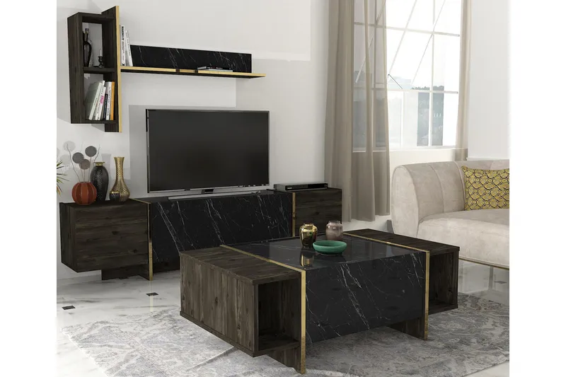 Veyron TV-benk 103,8 cm - Svart/Gull - Møbler - TV- & Mediamøbler - TV benk & mediabenk