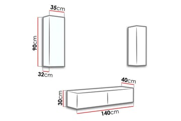 Vigo TV-møbelsett 210x40x180 cm - Møbler - TV- & Mediamøbler - TV-møbelsett