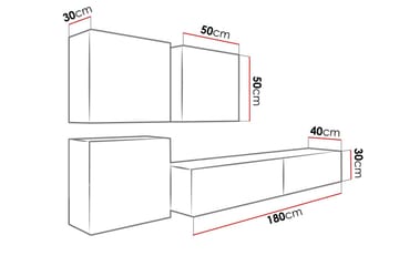 Vigo TV-møbelsett 230x40x180 cm - Svart / Hvit - Møbler - TV- & Mediamøbler - TV-møbelsett