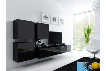 Vigo TV-møbelsett 230x40x180 cm - Svart / Hvit - Møbler - TV- & Mediamøbler - TV-møbelsett
