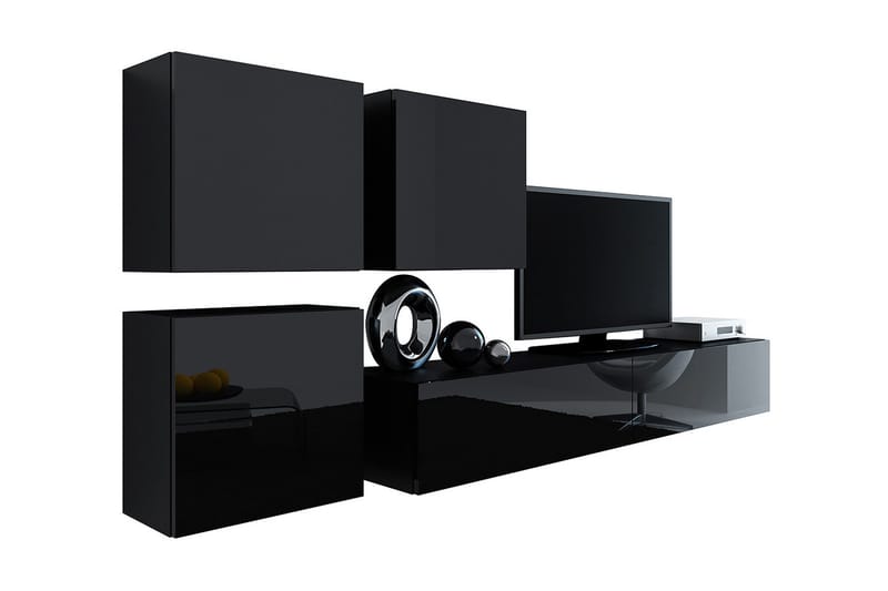 Vigo TV-møbelsett 230x40x180 cm - Svart / Hvit - Møbler - TV- & Mediamøbler - TV-møbelsett