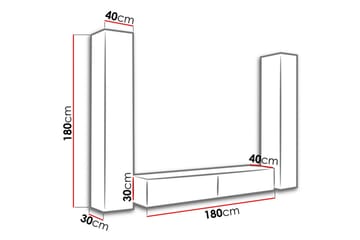 Vigo TV-møbelsett 260x40x180 cm - Møbler - TV- & Mediamøbler - TV-møbelsett